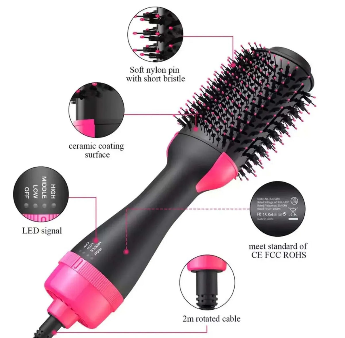 Hair Dryer Brush 3-in-1 Hot Air Brush Hair Styling Machine Brush for Women