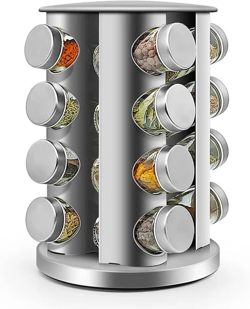 16 Jar Spice Storage Stainless Steel Revolving Spice Masala Jar