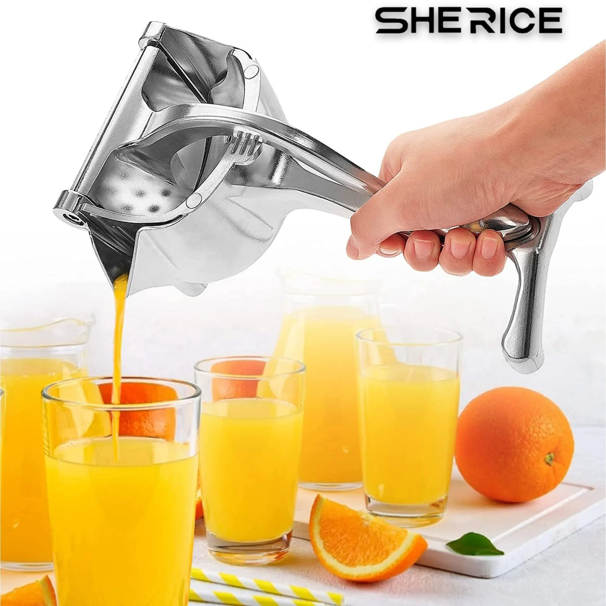 SHERICE Fruit Press Orange Juice Squeezer, Manual Fruit Squeezer, Handheld