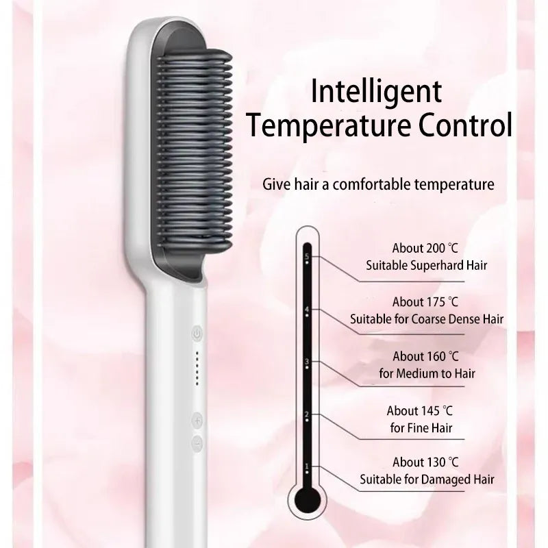 Premium Portable Women and Men Hair Straightening Curler Brush Comb